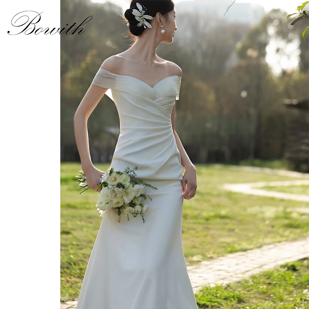 

Bowith Fairy Korean Wedding Snap Dresses 2025 Customized Off the Shoulder Bridal Gown Elegant Wedding Reception Dresses