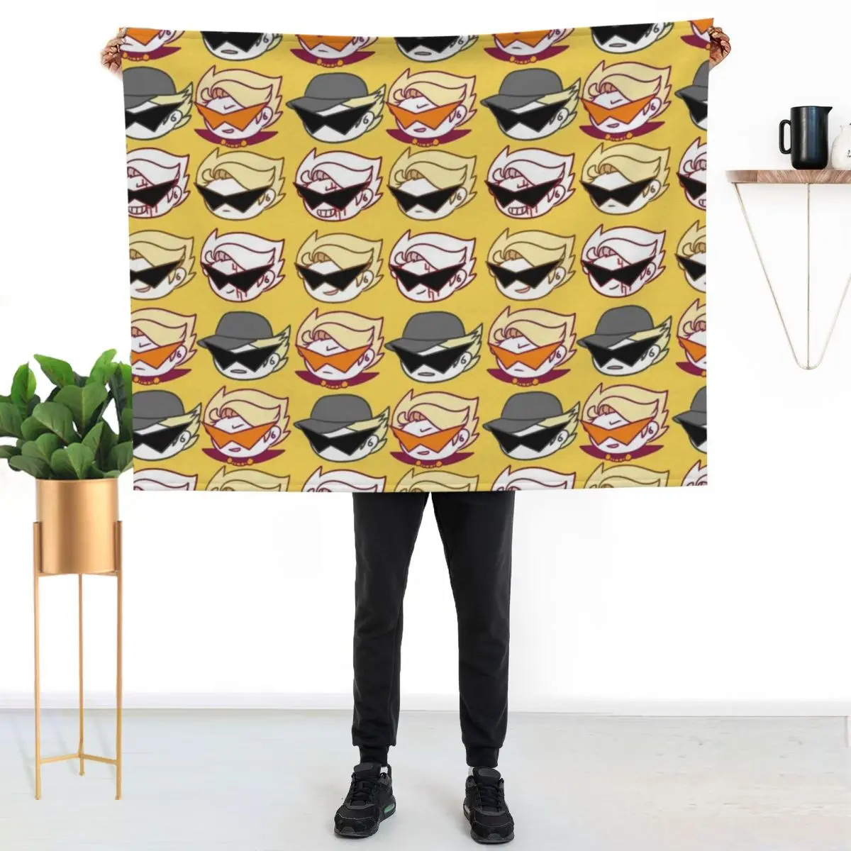 homestuck-dirk strider fabric series-Cute dirks head Throw Blanket Warm Comfortable Blanket Gift for Parents Friends