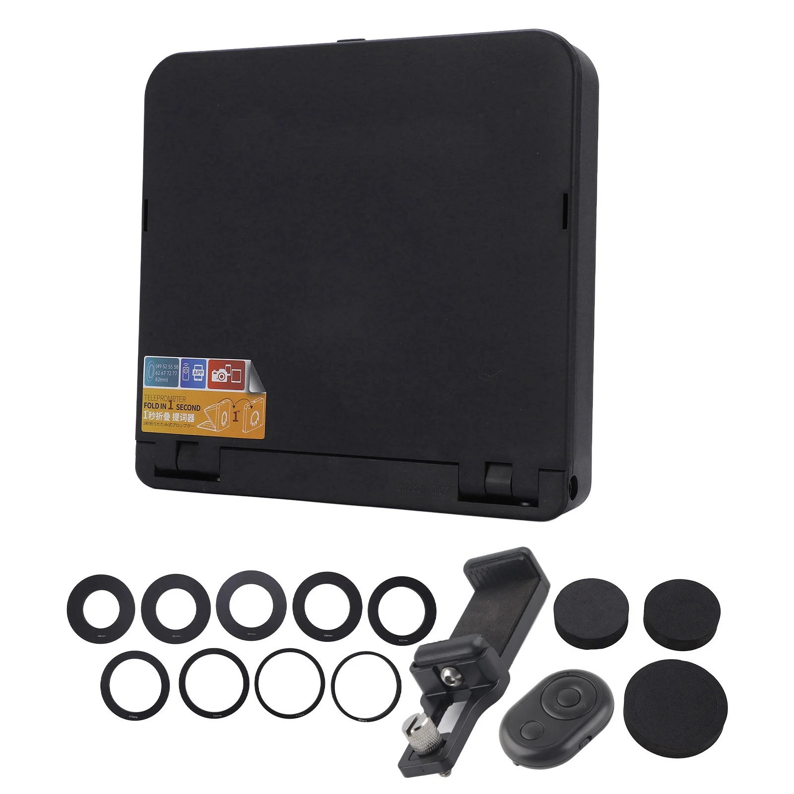 TC7 Teleprompter Foldable Portable Teleprompter Fold Prompter for Smartphone Tablet SLR Camera with Remote Control