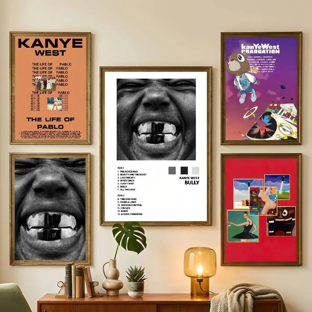 Rapper K-Kanye W-West Bully Poster Living Room Bedroom Bar Cafes Wall Home Decoration Gifts