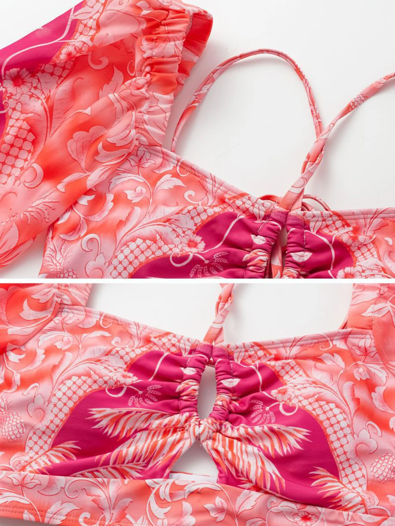 2025 Nuova stampa bikini a maniche lunghe set costume da bagno per donna costumi da bagno a vita alta femminile due pezzi costume da bagno estivo beachwear XL