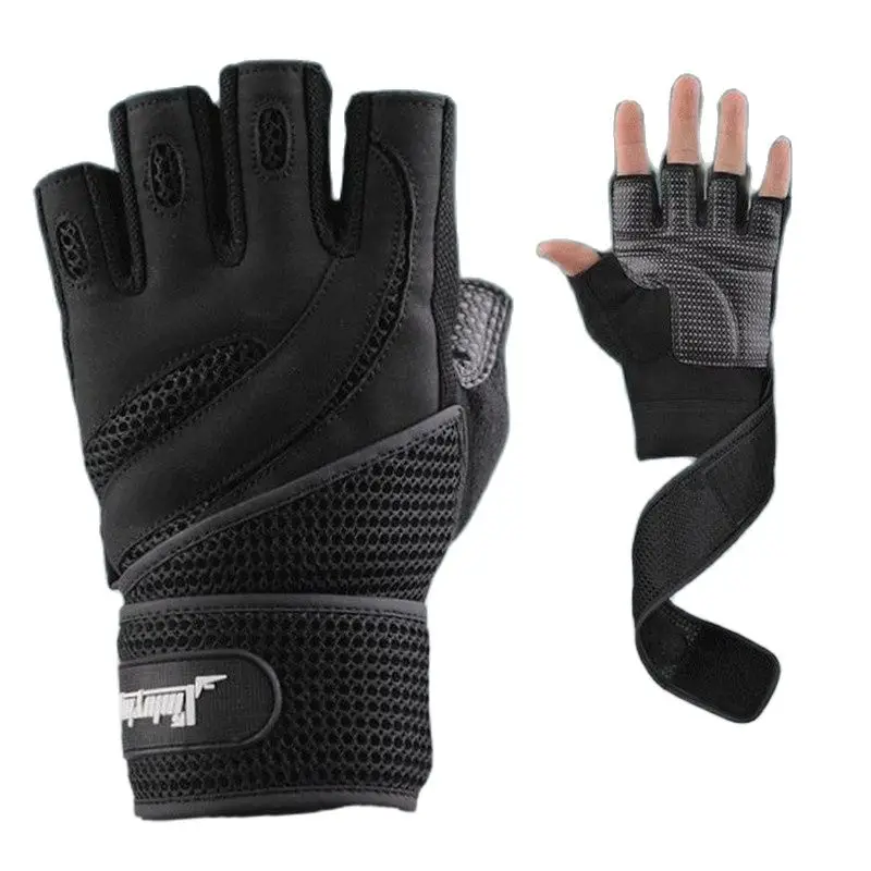 Gants de Fitness de marque pour hommes, équipement de gymnastique pour hommes, levage de poids, antidérapants, respirants, longs poignets, moufles