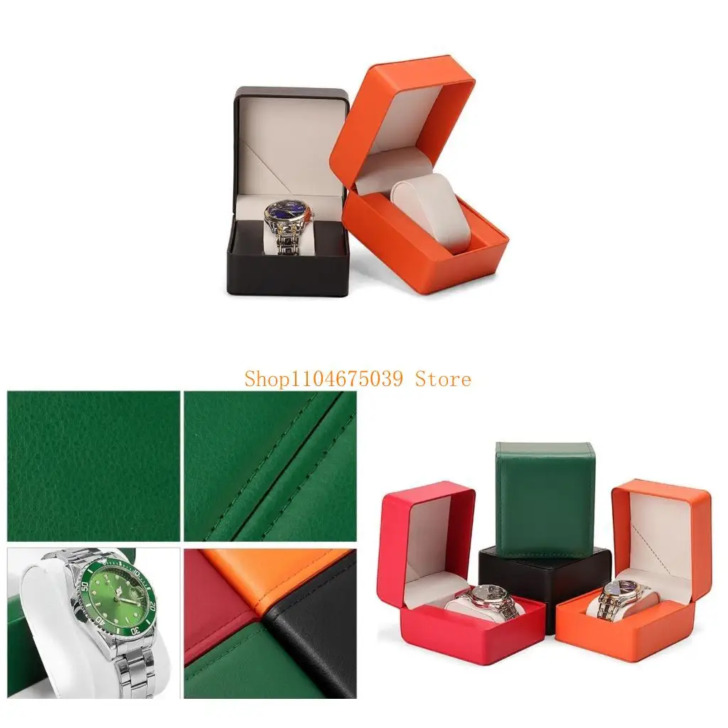

5asd Durable PU Leather Watch Case Flexible Cushion Slot Mounting Ornament Holder