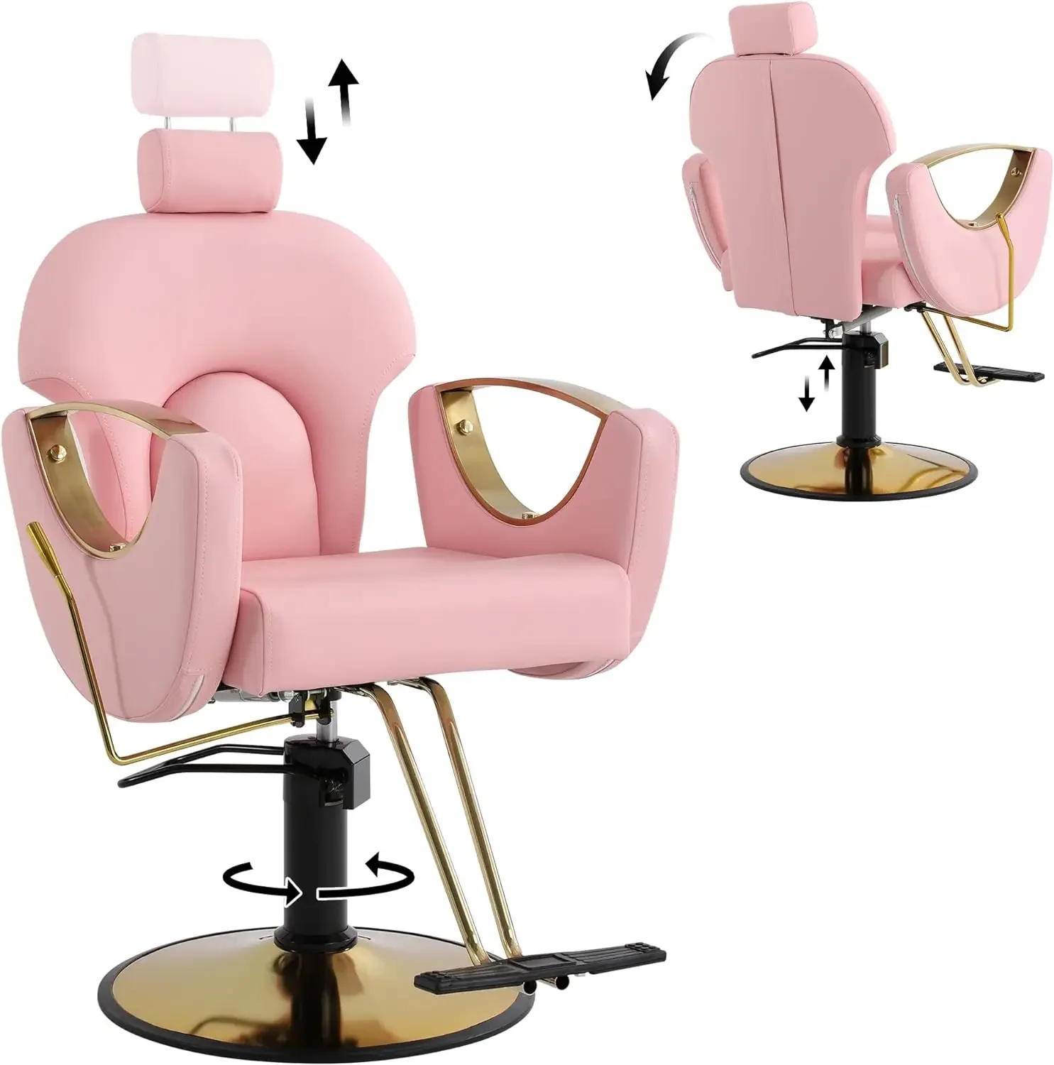 Salon Chair For Hair Stylist Barber Chair Hair Chair Styling Chair, Extra Thick Seat And Durable Steel Construction, Shampoo Sal