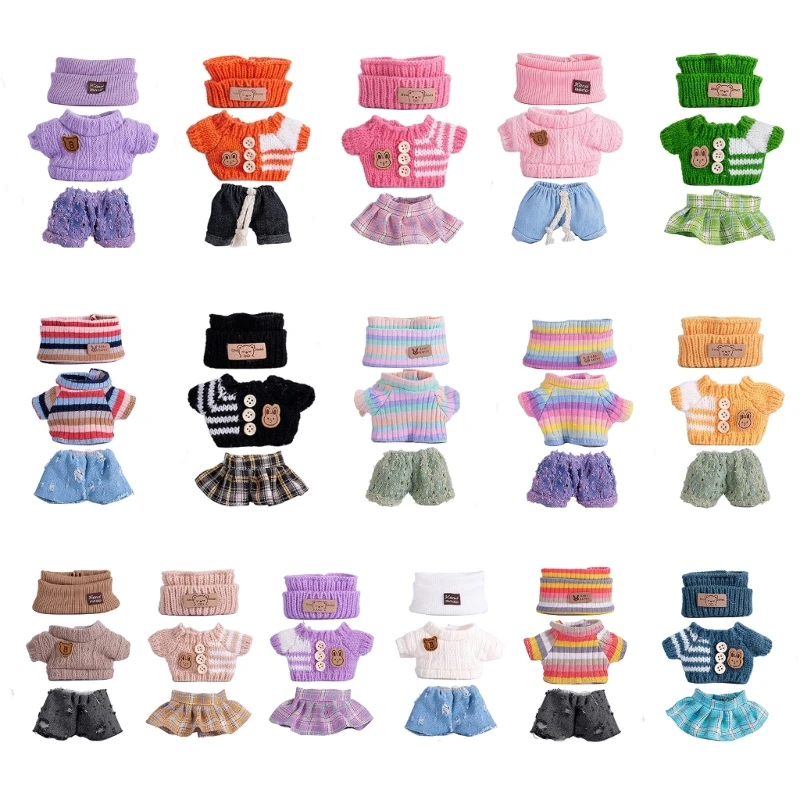 

Fashion Plush Doll Outfit 17cm Standing Doll Garment Doll Display Accessories Sweater Pants for Collectible Dolls 15UB