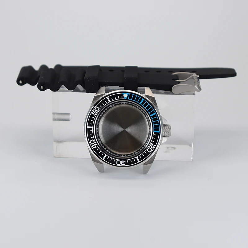 

43.8mm Silver Modified Samurai Diving Watch Case Rubber Strap For Seiko NH34 NH35 NH36 NH38 Movement Sapphire Crystal Waterproof
