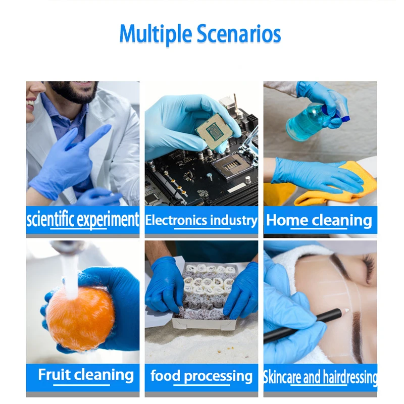 Disposable Pure Nitrile Gloves, Food-Grade Material, Suitable for Daily Cleaning, Food Preparation, and Tattooing
