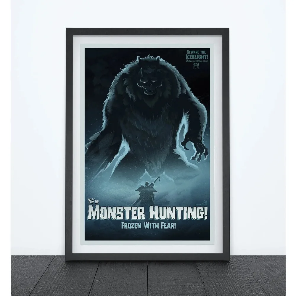 New 2022 Anime Game Poster Monster Hunter Canvas Painting Wall Art Monster Hunting Gamer Kawaii Room Decor Poster Aesthetics