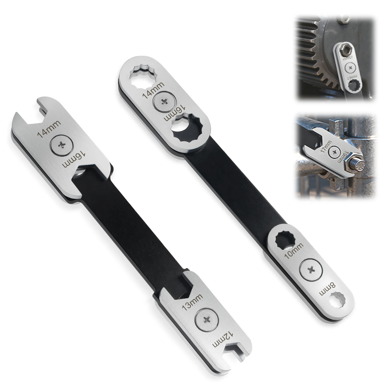 8-19mm CR-V Steel Forging Tool Plumbing Vehicle Furniture Repair 8-in-1 Hex Slotted Adjustable Wrench Double Sided Swivel