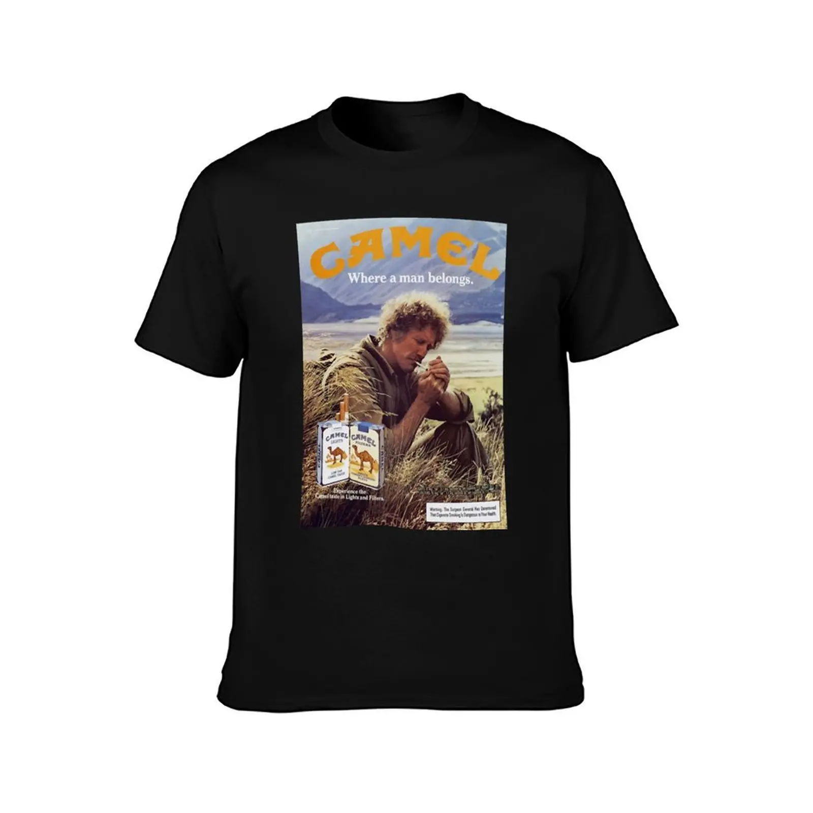 Camel Cigarettes T-Shirt, Summer Casual Cotton Tee, Oversized Streetwear Tops, Vintage Graphic Print, Loose Fit Short Sleeve