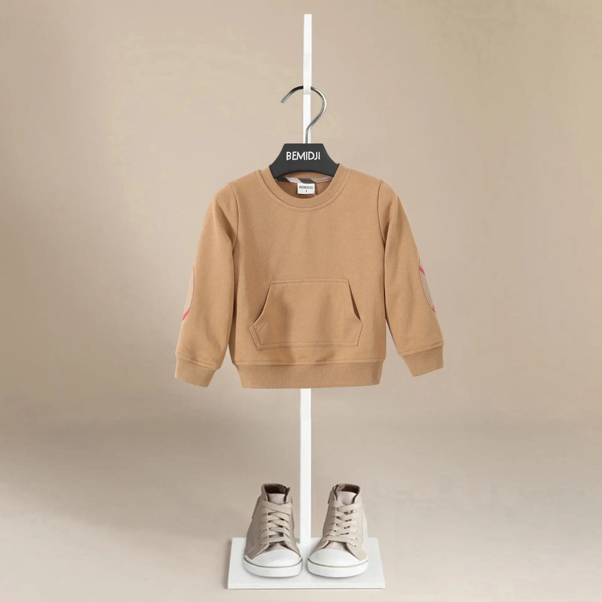 Children's Spring Autumn Sweatshirts Girl Kids Red Tshirt Cotton Pullover Tops for Baby Boys Autumn Solid Color Clothes 2-9Years