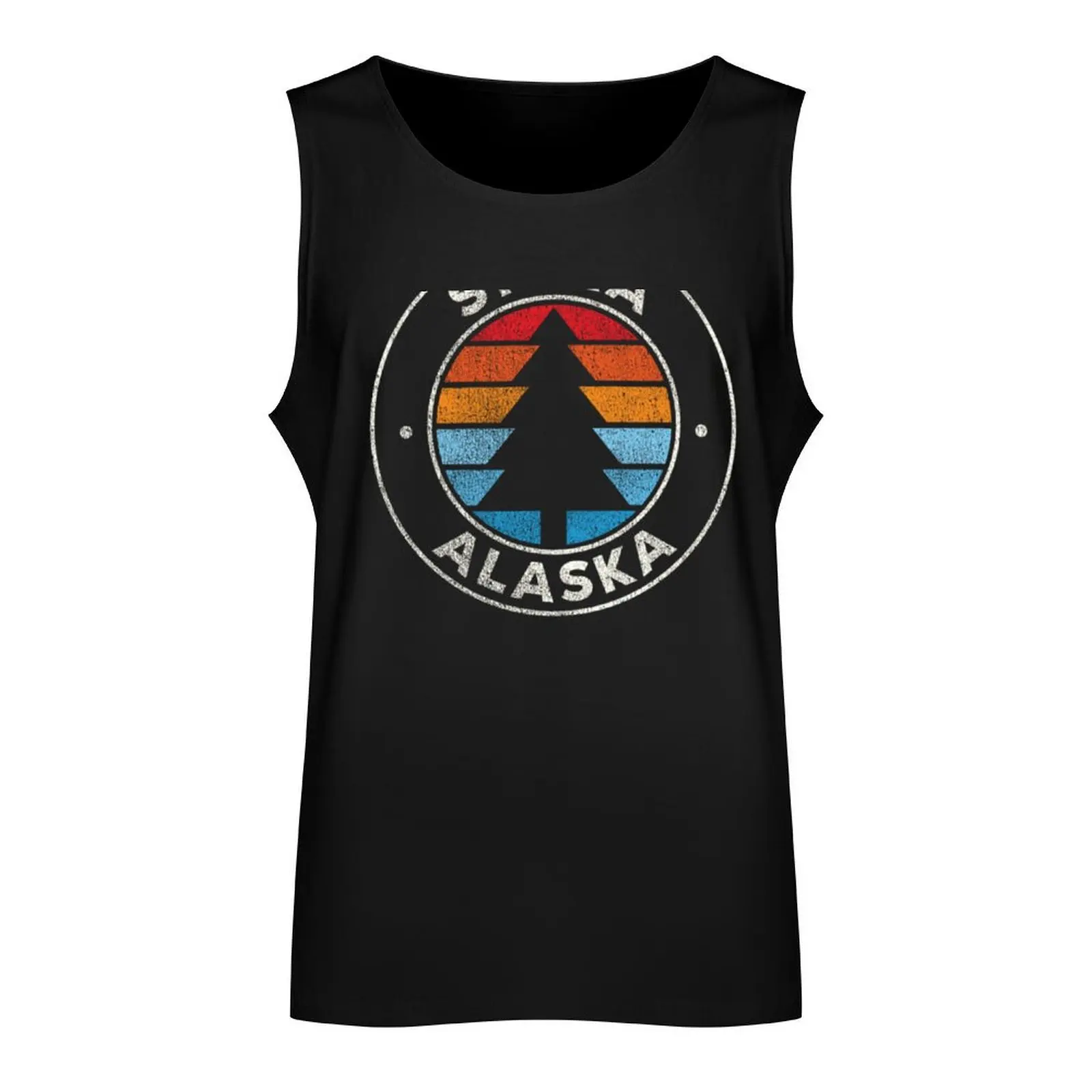Sitka Alaska AK Vintage Graphic Retro 70s Tank Top Men's gym fitness gym shirts fashion 2025 man