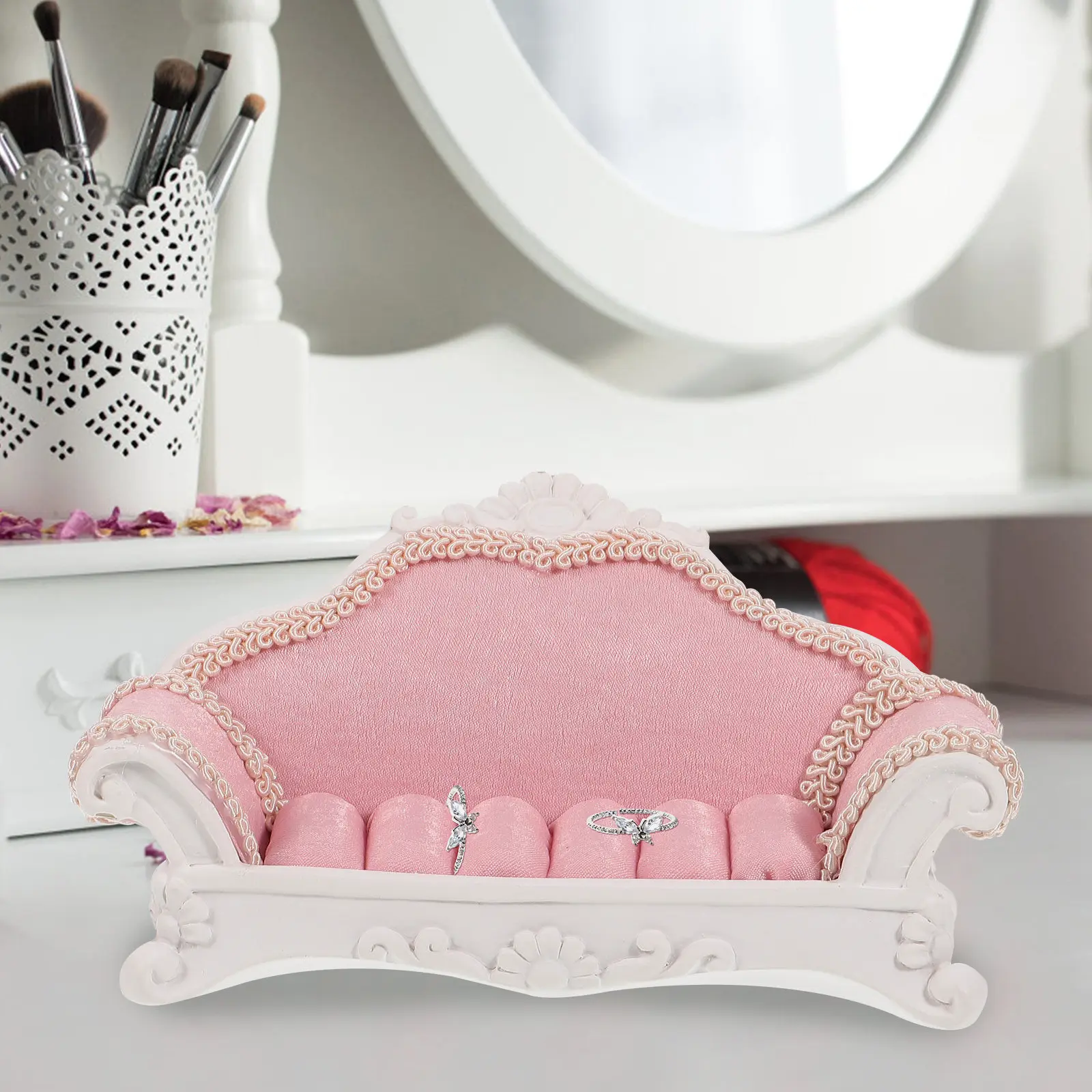 

Подставка для украшений в форме дивана: держатель для колец и серег, декор для столешницы, модный подарок для женщин, мам, подруг, для хранения украшений