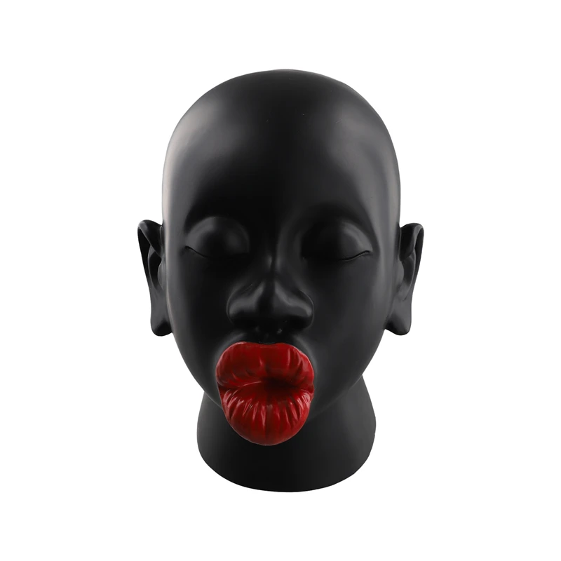 

Red Lip Figure Sculpture Creative Living Room Bookshelf Art Room Decor Modern Face Home Decoration