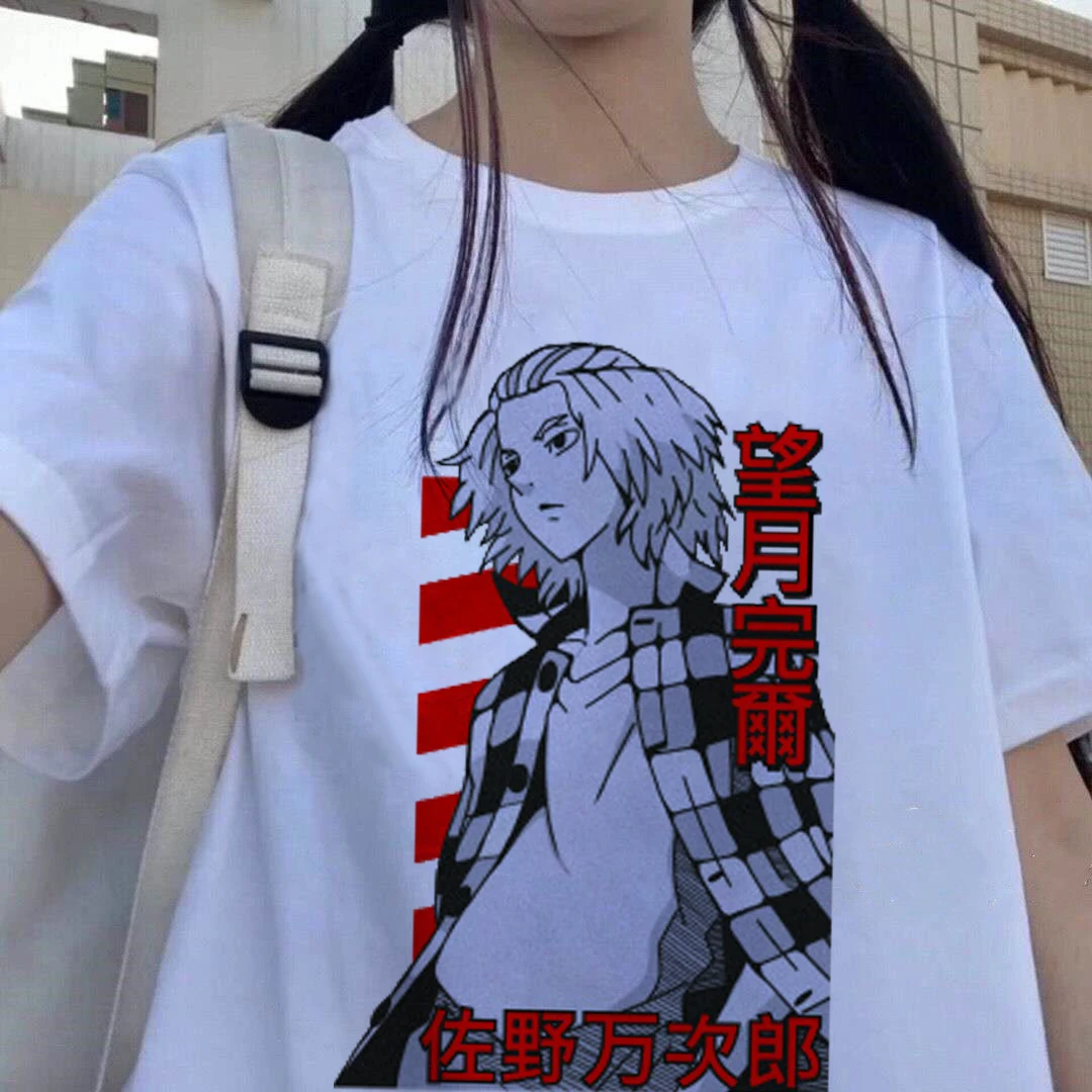 日本のユニセックス漫画Tシャツ,ウォレットスタイルのトークンの絵が描かれた男性用原宿スタイルの服