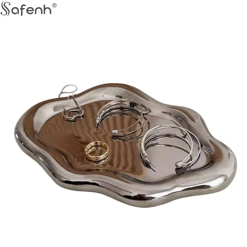 1PCS Simple Jewelry Storage Tray Creative Cloud Shapes Electroplated Jewelry Earrings Ring Display Desktop Dish For Women