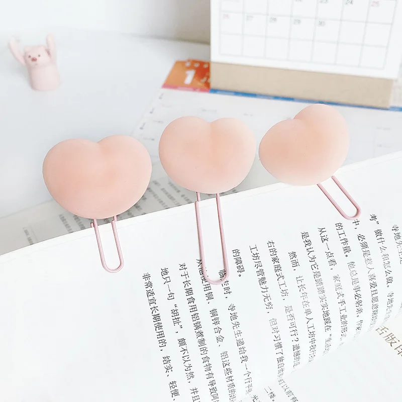 

10pcs/set Squeeze Clip Cartoon Heart Shape Cute Soft Gel Paper Clips for Stress Relief DIY Decor Kpop Photocard Paperclips