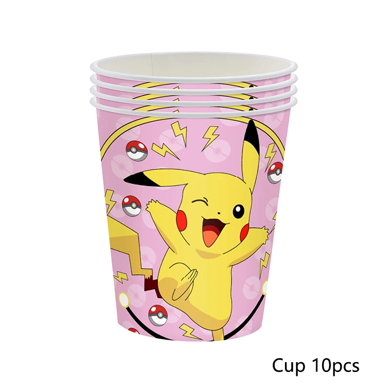 Pink Pokémon Birthday Party Decorações, balões Pikachu Foil, louças descartáveis, prato, guardanapo, pano de fundo para crianças, suprimentos para