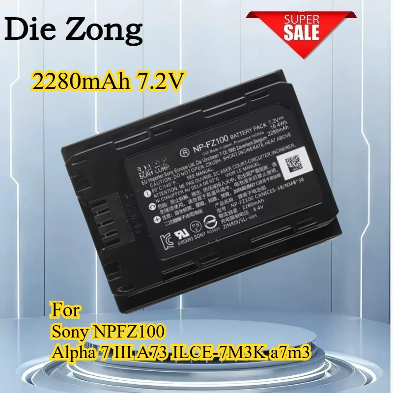 2280mAh 7.2V CompatibleFor Sony NPFZ100 Alpha 7 III A73 ILCE-7M3K a7m3 Camera Battery