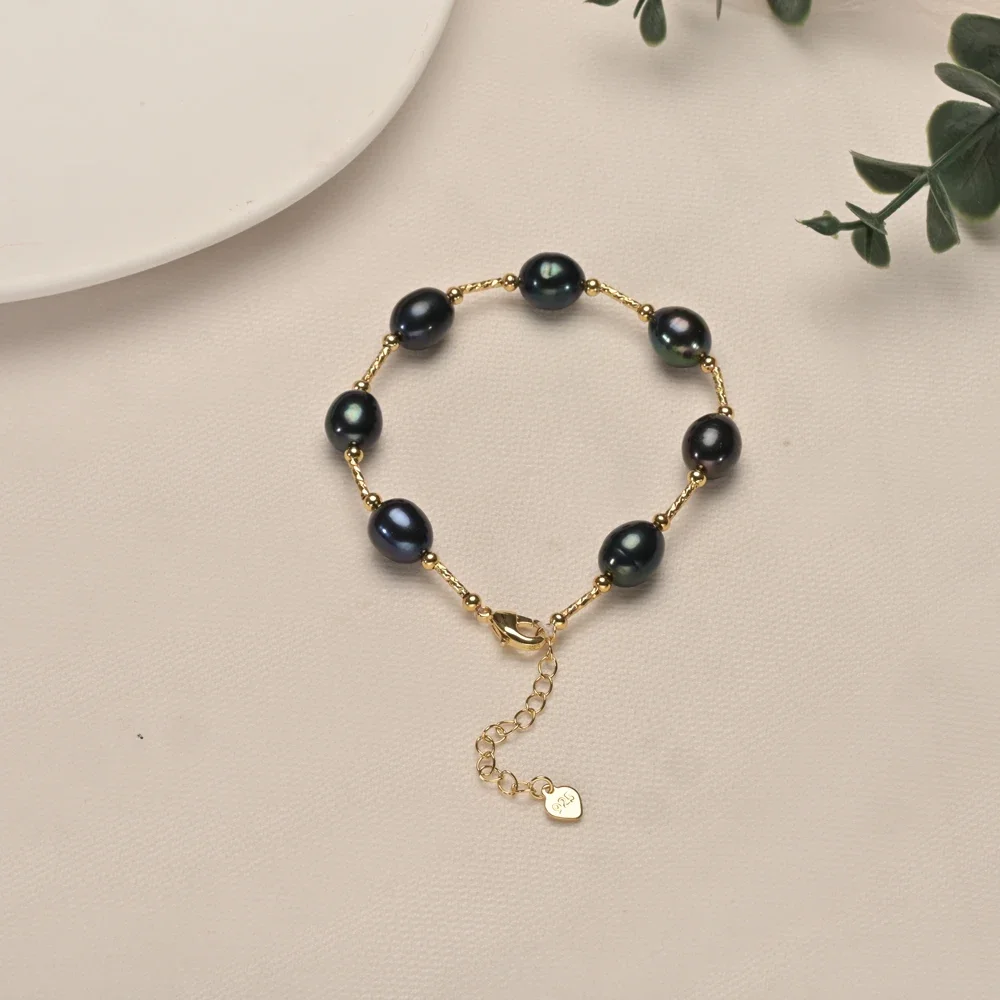 

Hengsheng AAA Quality Black Real Freshwater Pearl Bracelet for Women 18cm Length Adjustable Pearl Bracelet Jewelry Gift