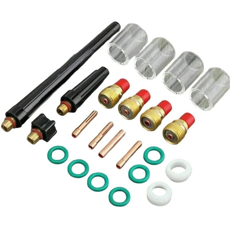 AC88 23Pcs TIG Welding Stubby Gas Lens #10 for Pyrex Cup Kit for WP-17/18/26 Torch Welding Supplies