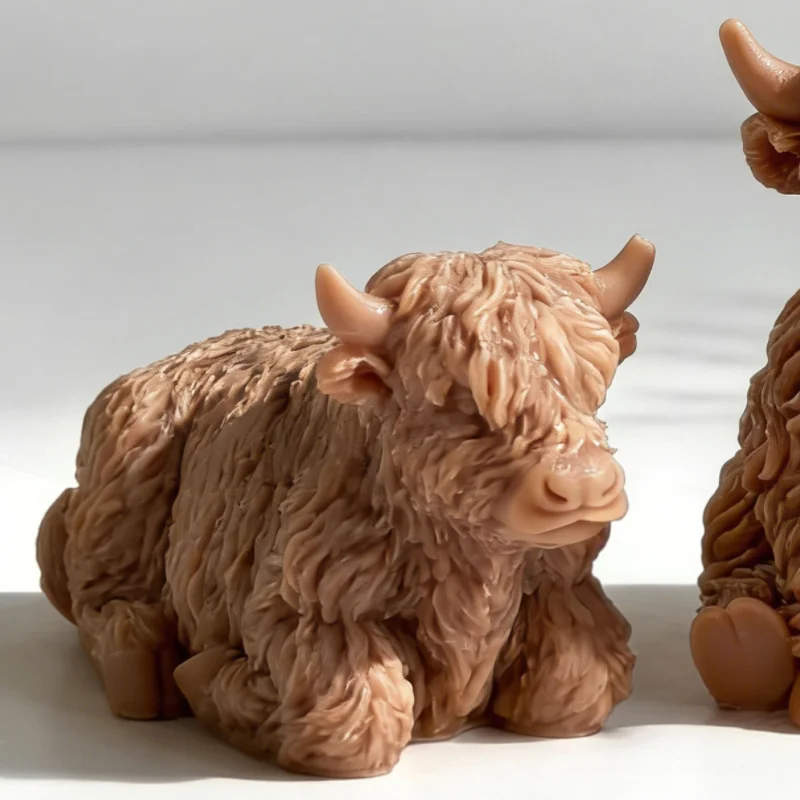 DIY Highland Cow Animal-Shaped Candle Mold Handmade Scented Plaster Yak Form Silicone Molds Soap Candle Making Supplies