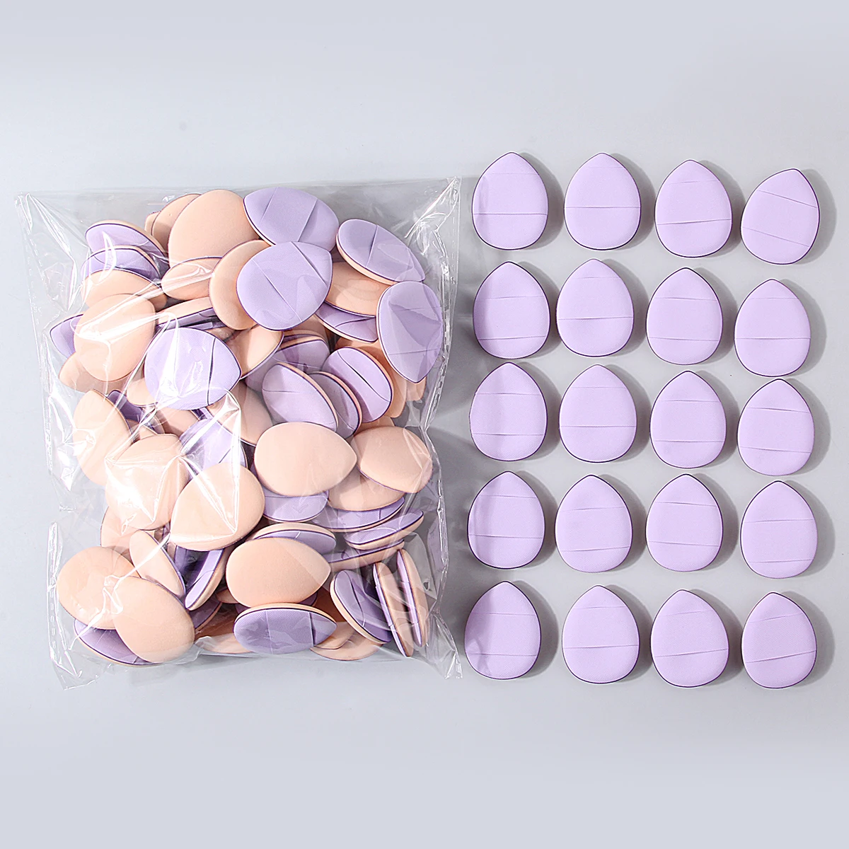 100 قطعة من أدوات مكياج السفر المحمولة، وسادة هوائية صغيرة، نفخة مسحوق الإبهام، نفخة مسحوق كونسيلر للوجه جافة ورطبة قابلة للاستخدام