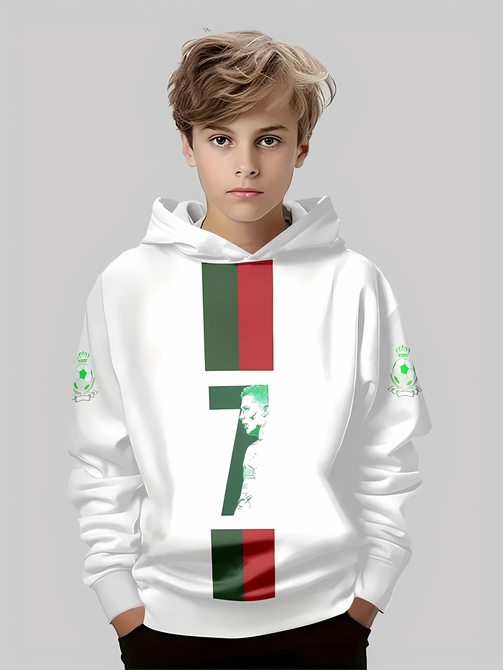 

The 2025 autumn new fashion children's hoodie with 3D digital 7 pattern printed outdoor comfortable and casual pullover