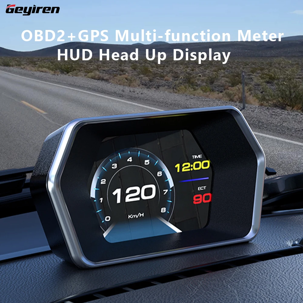 

GEYIREN P17 HUD Head Up Display Car Display OBD2 GPS On-board Computer Digital Speedometer Water&Oil Temp Gauge Auto Electronics