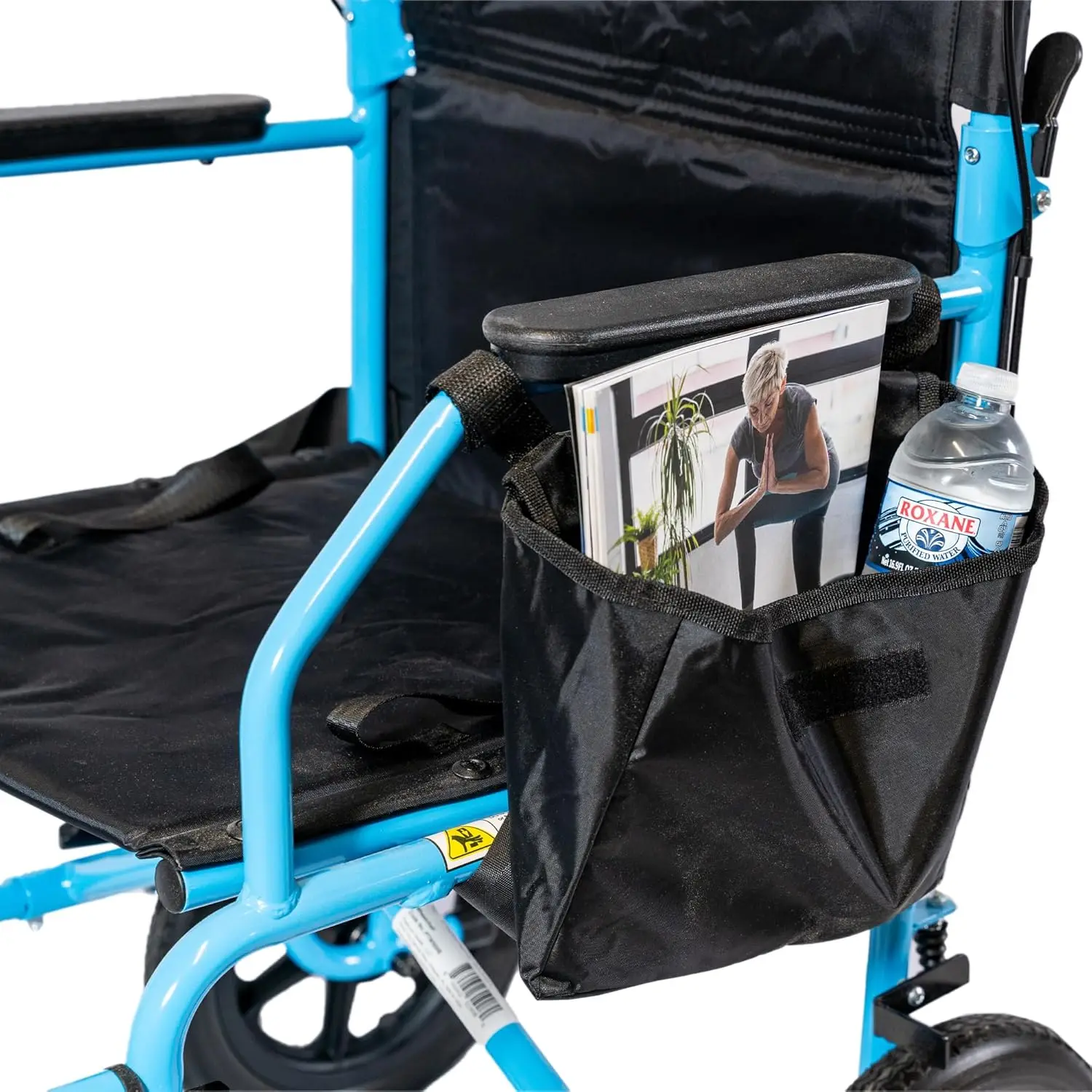 Hummingbird™ Ultra-Lightweight Foldable Transport Wheelchair, Handbrakes,12-Inch Rear Wheels, Extra-Wide Seat.
