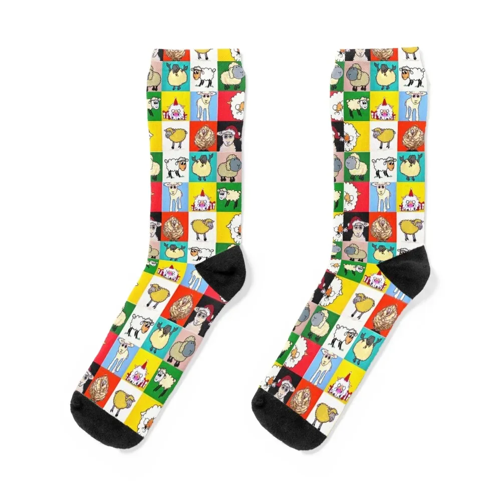 

Sheep Collage Socks Crossfit floral winter Socks Men Women's