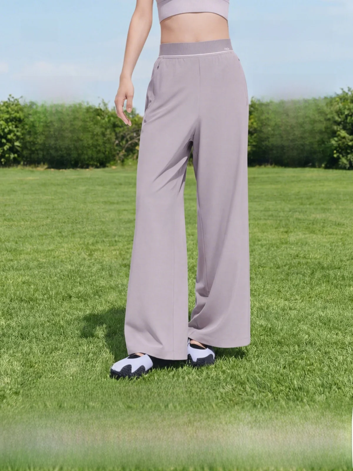 

High Waist Straight Leg Pants Women's Summer New Elastic Long Pants Qui Dry Loose Cool Commuting Slimming Sports Pants