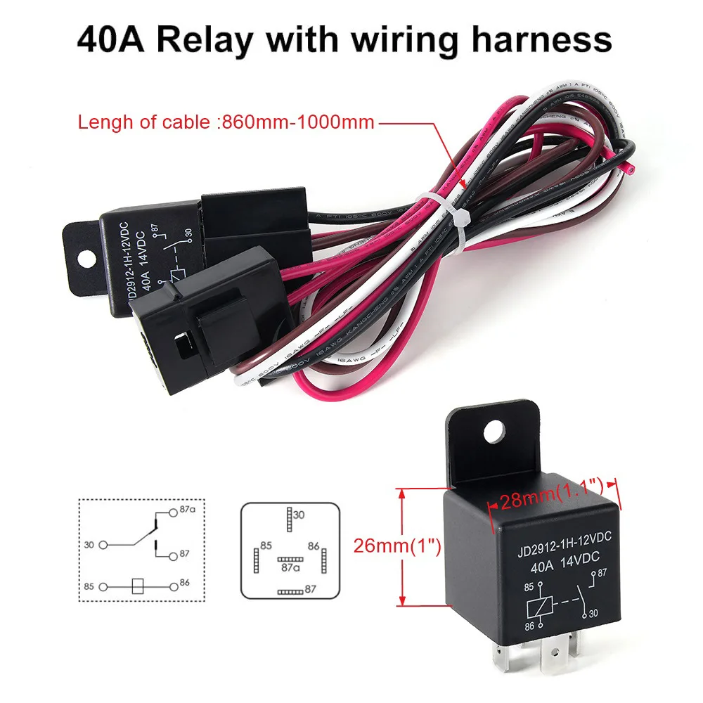 Dual Electric Fan Relay Wiring Harness Kit 185°F On 175°F Off 40A Thermostat Switch 12V Radiator Cooling Fan Relay Kit