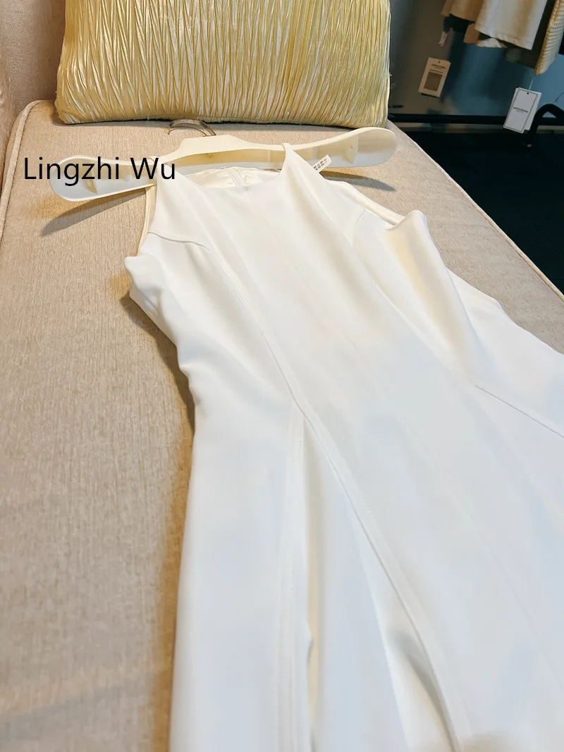 Lingzhi Wu French Long Dress Elegant Top Quality Ladies Party Formal White Vestidos Expansion Bottom A-Line New Arrival