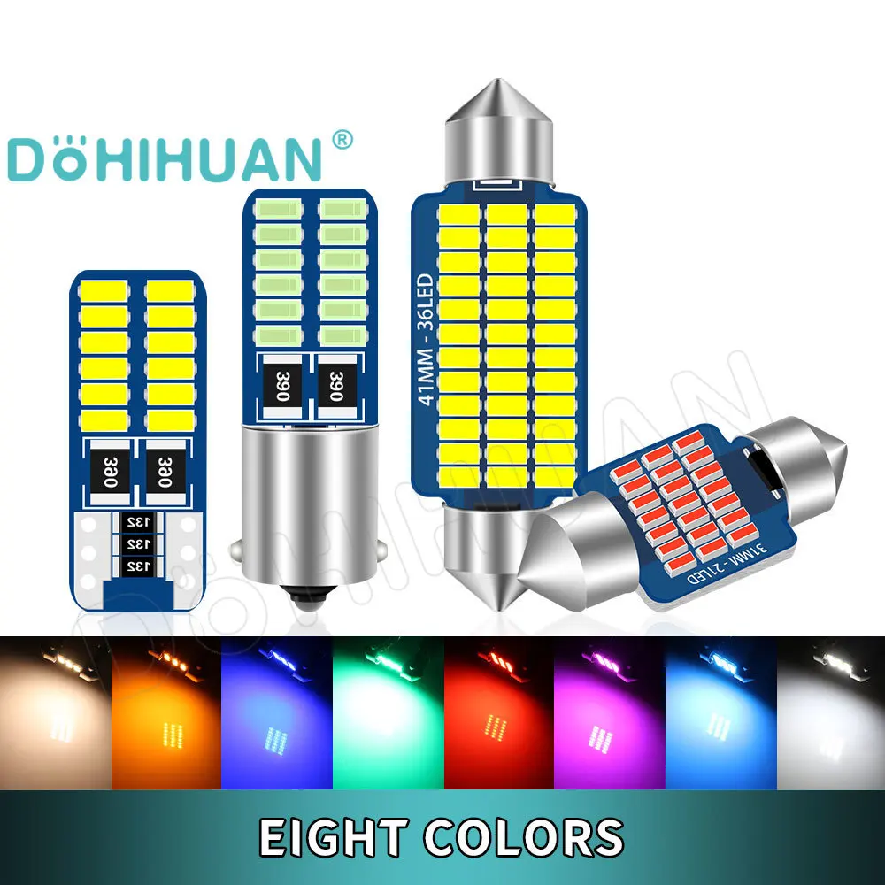 DOHIHUAN 2PCS C5W 31 mm Festoon C10W Lamp T10 BA9S 36mm 39mm 41mm 28mm 31mm Led Bulb Truck Car Light Red Blue Warm White 12V 24V