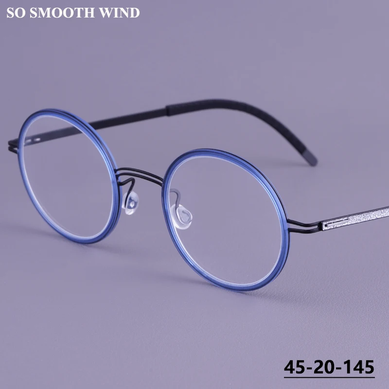 

Дизайнерские круглые оправы для очков V471S из титана, ультралегкие, ручной работы, с блестящим кольцом, для мужчин и женщин