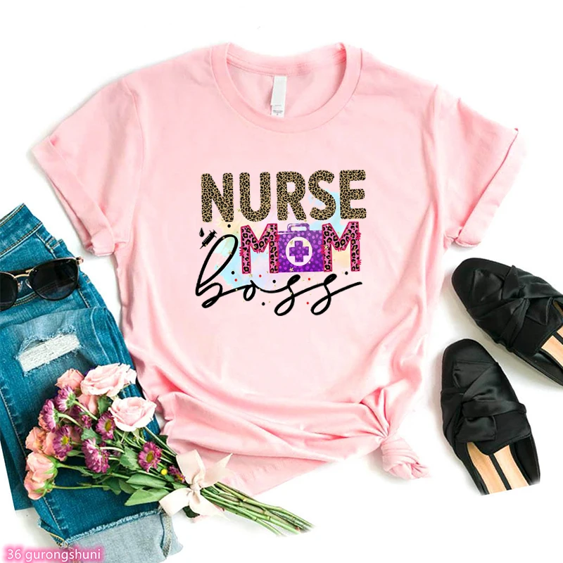 Nurse Mother Nurse Letter Print Tshirt Women This Nurse Superhero Tees Fashion Casual Women'S Top O Crew Neck Tshirt Fenme