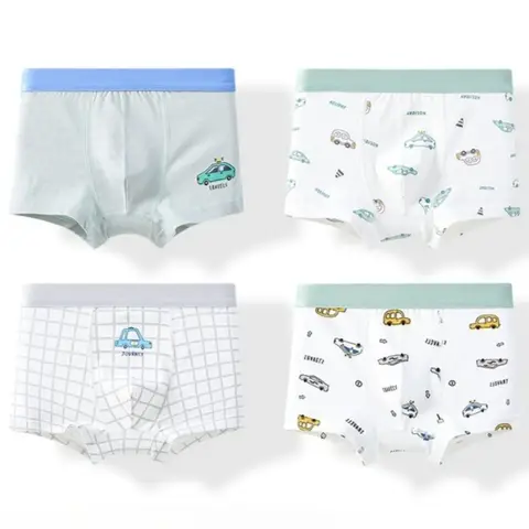 자세히 둘러보기 4PCS 어린이 여름 얇은 메쉬 통기성 팬티 소년 부드러운 컴포트 항균 속옷 3 + y 어린 아이 귀여운 인쇄 속옷