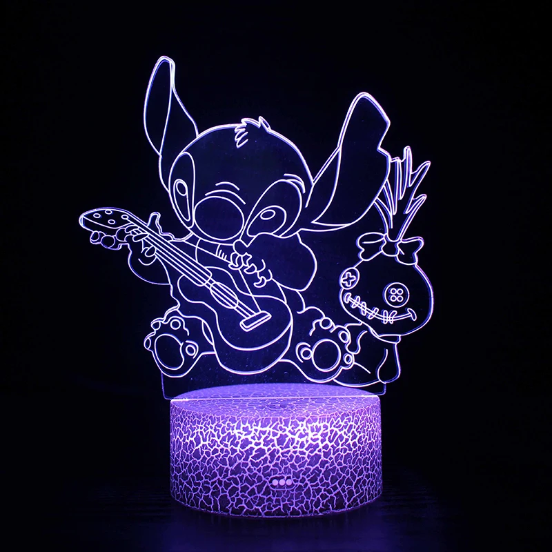 Disney-Lilo e Ponto Figuras de Luz LED para Crianças, Bebê Estrela, USB Toque Colorido, Controle Remoto, 3D Desk Lamp, Night Light, Presente de