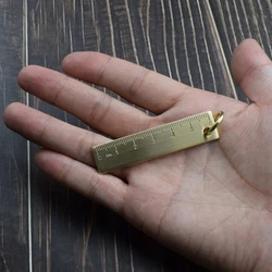 Mini Portable Golden Brass Ruler With Hang Vintage Metal Measure Tools Small Stationery Accessories 6cm Scale Straightedge Gift