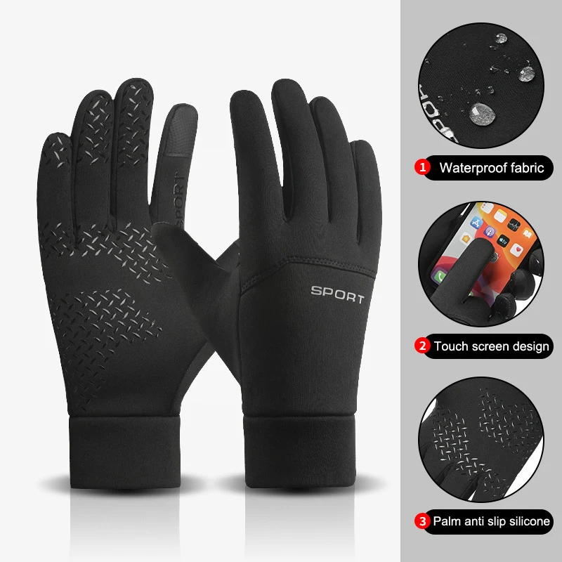 

Winter Warm Cycling Gloves，Outdoor Sports Running Glove Touch Screen Full Finger Gloves For Men Thermal Warm Mittens 1 Pair