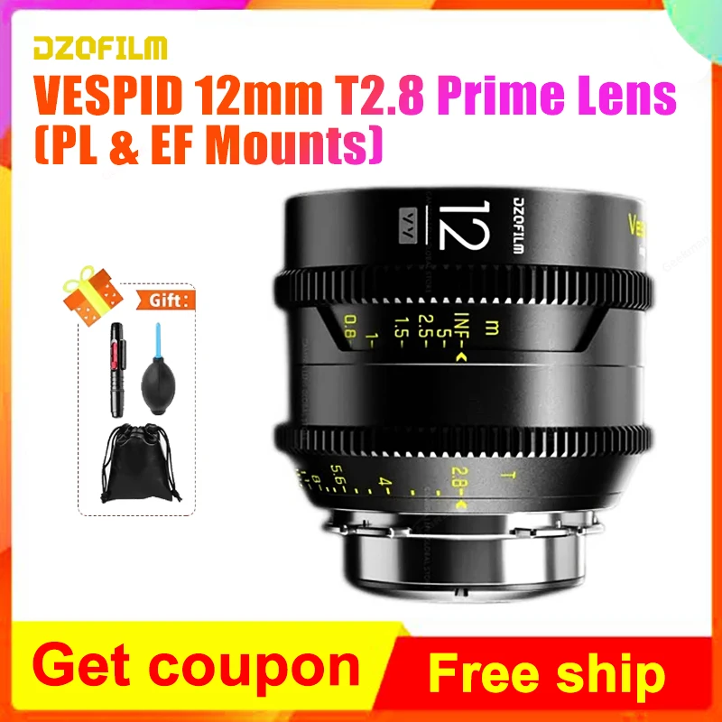 DZOFilm VESPID 12mm T2.8 Prime Lens (PL & EF Mounts) Suited for Independent and High-end Full-Frame Cinematography