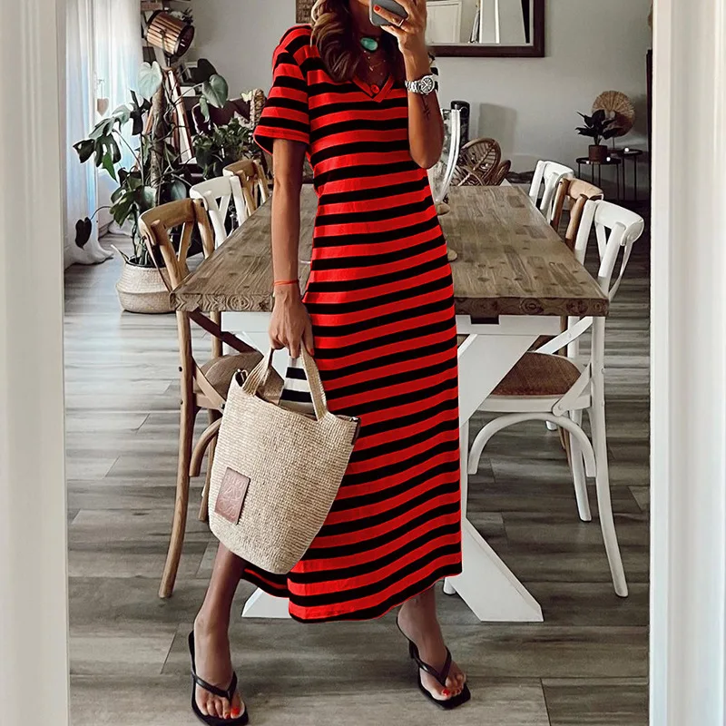 

Women's Spring 2025 New Striped Print Dress