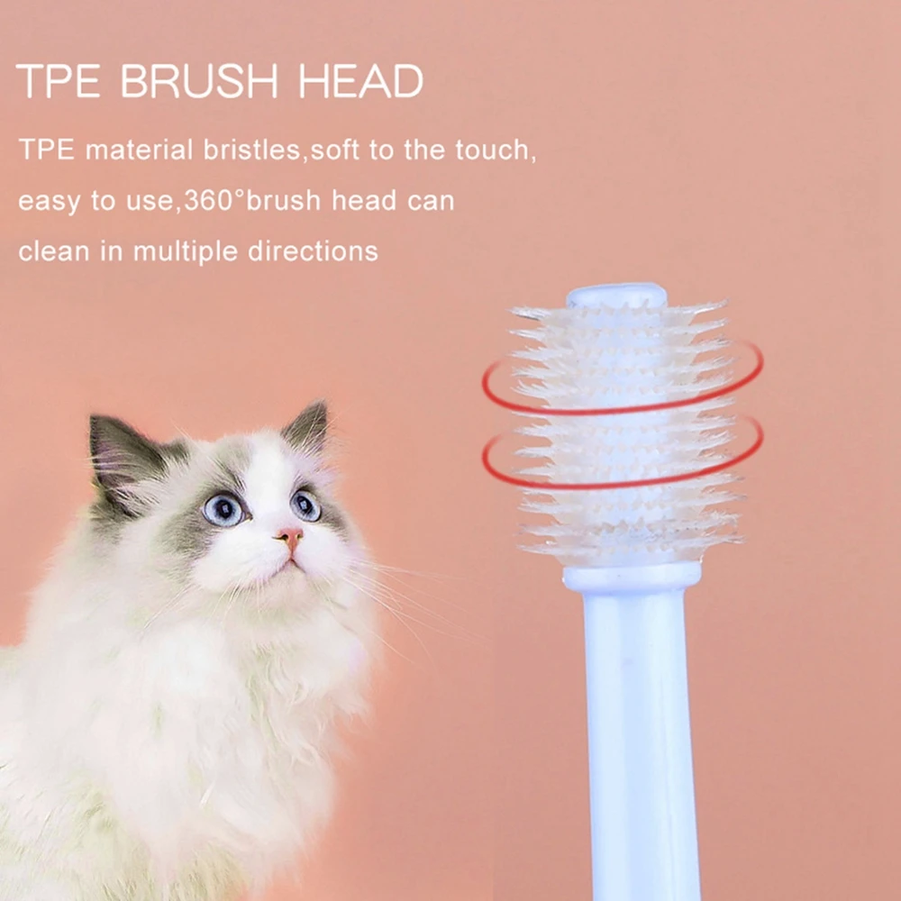 Pet Toothbrush 360 Degree Round Dog Brush Addition Bad Breath Tartar Teeth Care Dog Cat Cleaning Mouth Handheld Dog Supplies