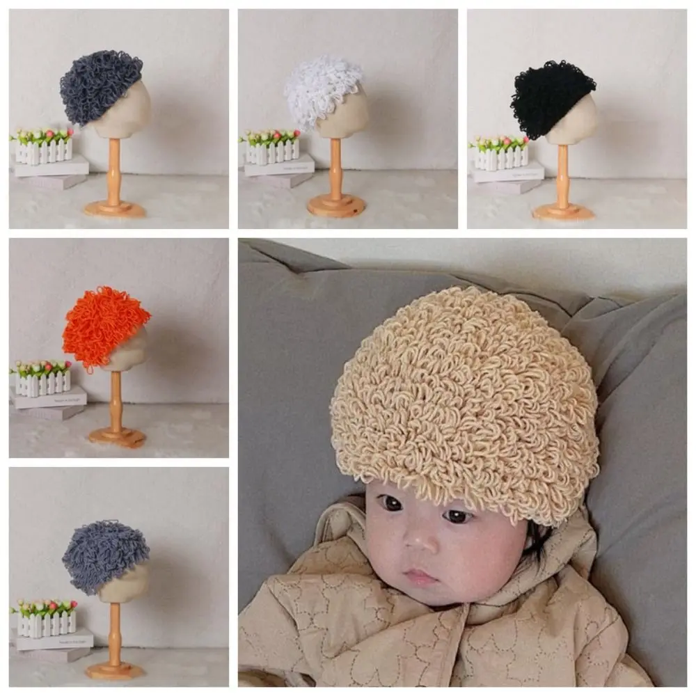 

Soft Breathable Baby Curly Hair Hat Windproof Elastic Kids Knitted Hat Instant Noodle Head Brimless Baby Woolen Cap Keep Warm