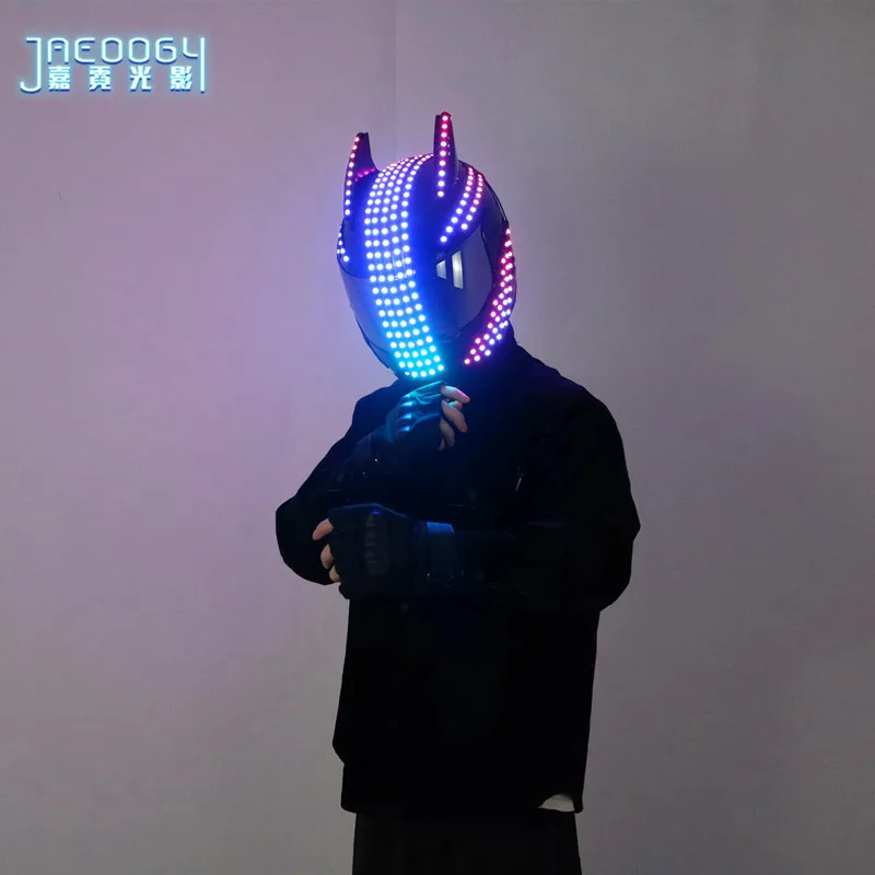 Flashing Colorful LED Mask, New Luminous Helmets, Music Festival, Stage Night Show, Lighting Helmet, Robot Glowing Props