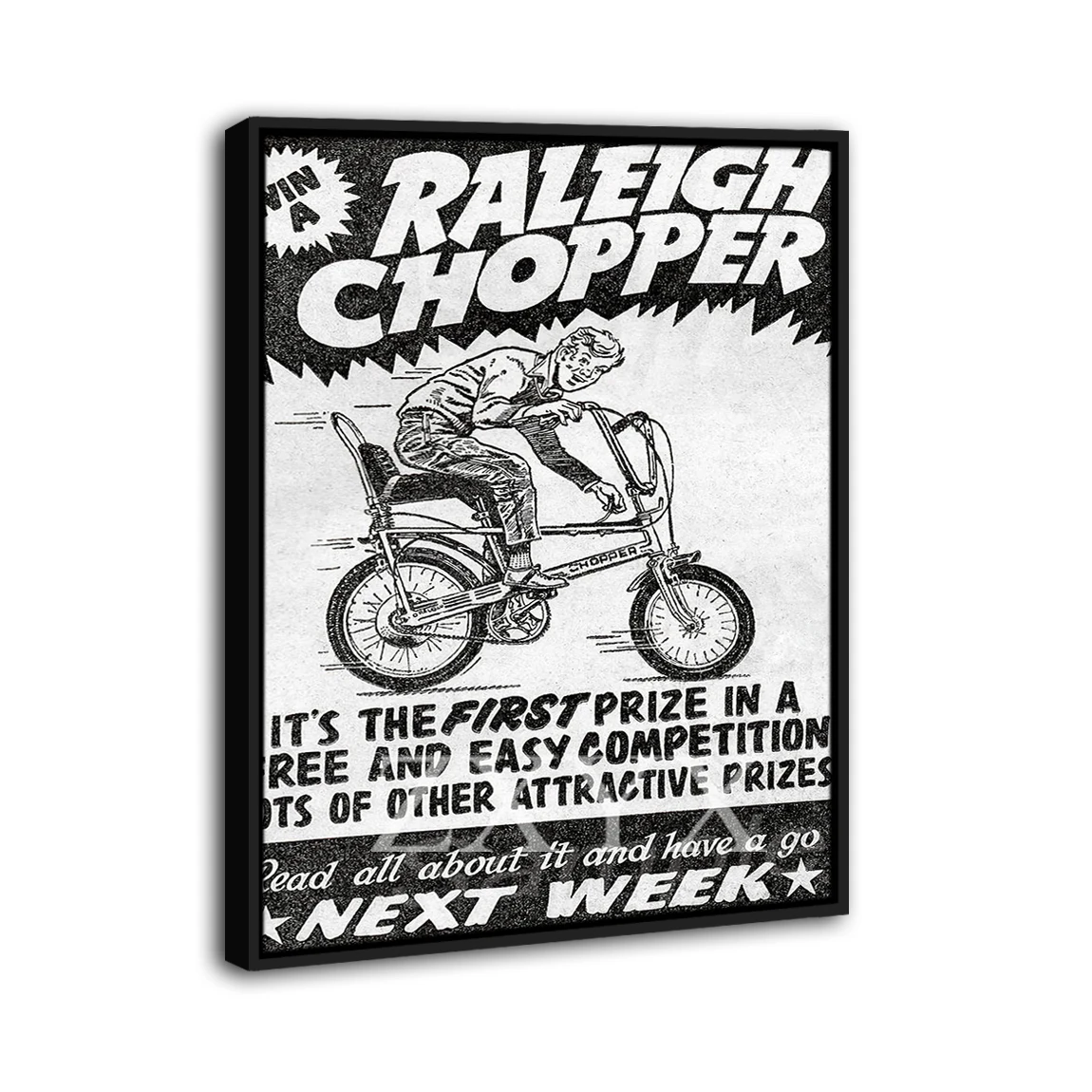 Win A Raleigh Chopper Bike Advertising Framed Poster Print Home Decor Wall Art Painting Oil Canvas