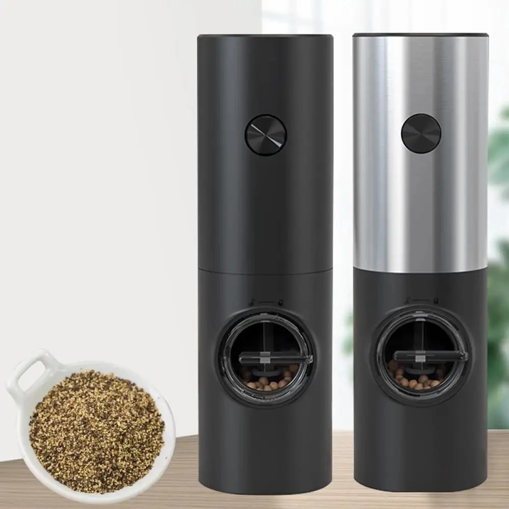 Electric Automatic Salt and Pepper Grinder Set, Battery Rechargeable, Battery Powered, Adjustable Spice Mill with LED Light