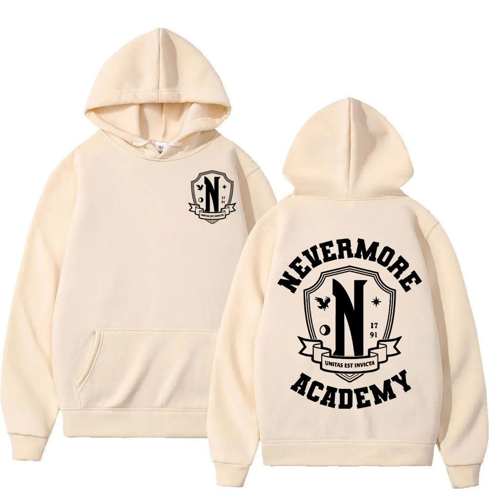 Sudadera con capucha con estampado de Nevermore Academy para hombre y mujer, suéter informal Vintage con capucha, moda urbana de gran tamaño