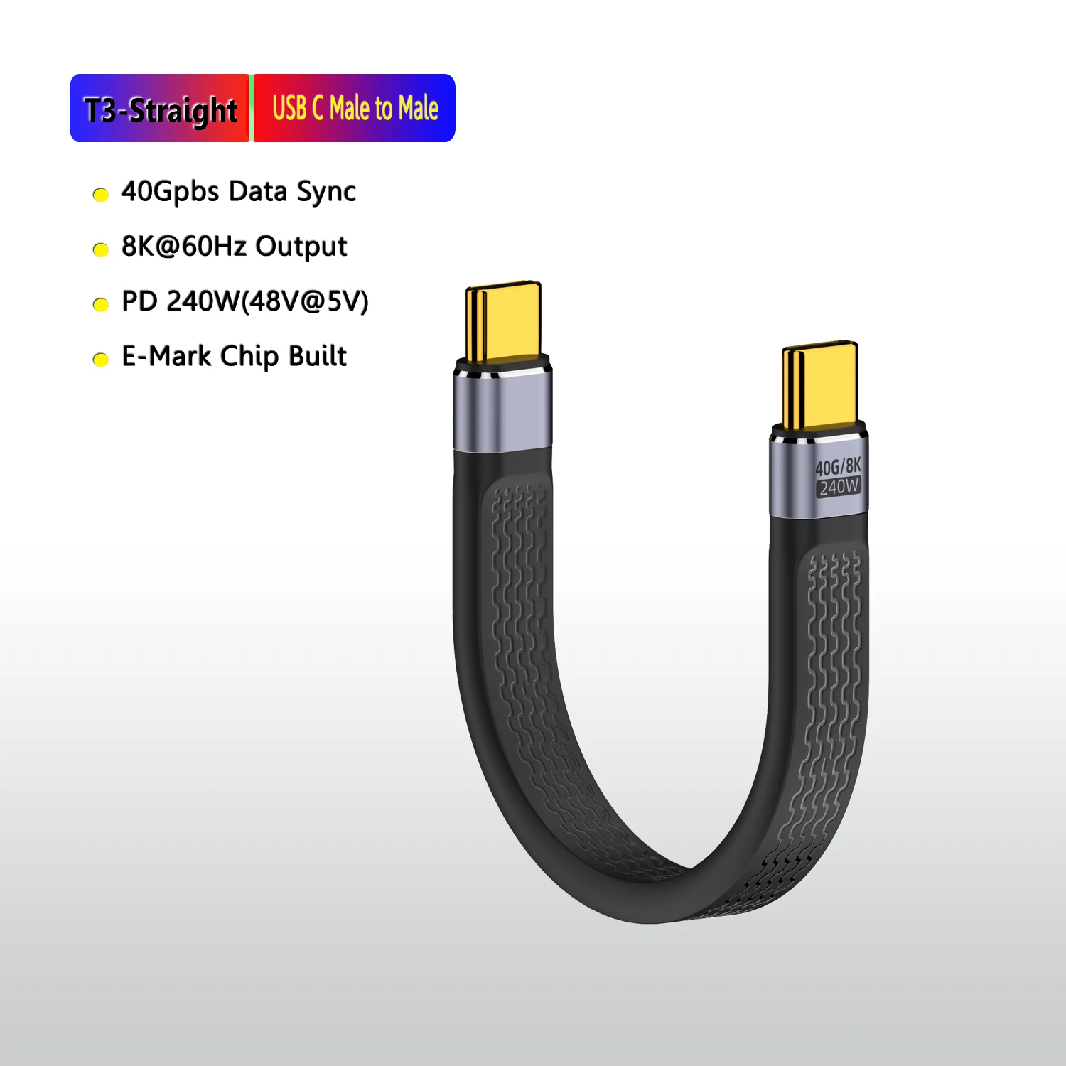 MCGILLON Ellbogen USB 3. 0 Gen3 40 Gbit/s FPC-Kabel PD 4,0 W 5a Schnell ladung Typ C zu Typ C Kabel Thunderbolt 4 8k @ 60Hz Kabel USB C Datenkabel 8
